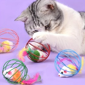 Resim Hareket Eden Fareler ile Etkileşimli Kedi Oyuncakları - Dayanıklı Kumaş, Yapay Tüyler, Pil Gerektirmez, Orta Irk Kediler için Önerilir, Oyuncak Kedi | Renkli Kedi Oyuncakları | Dayanıklı Kedi Oyuncakları 