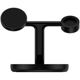 Resim BASEUS MAGSAFE SWAN 3IN1 20W KABLOSUZ ŞARJ CIHAZI SIYAH STAND WXTE000101 