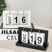 Resim 1 adet Minimalist Flip Takvim - Modern Siyah ve Beyaz Masa Dekoru, Haftalık ve Aylık Görünümle Arap Metin, Ev, Ofis, Oturma Odası, Yatak Odası, Duvar Dekoru için Asılı Duvar Sanatı 