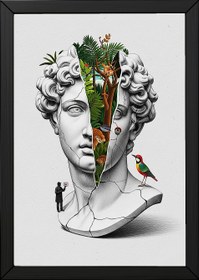 Resim Nature Collage - Surreal Apollo Bust Wall Art Print - Wooden Frame - White / 8,3 x 11,7" (21x30) 
