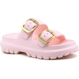 Resim Çift Tokalı Rahat Kadın Lux Eva Terlik Pudra 