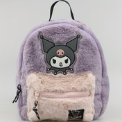 Resim Kadınlar için Nazik Sanrio Kuromi Peluş Mini Sırt Çantası - Sevimli Anime Tasarımı, Mor Pembe Vurgular, Yumuşak Dokulu Malzeme, Baskı Detayları, Okul veya Günlük Kullanım için İdeal, Sevimli Sırt Çantası 