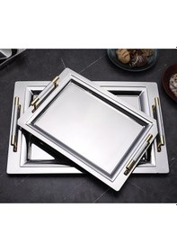 Resim Mercan Silver 2'li Ikramlık Sunumluk Servis Ve Çay Tepsisi 