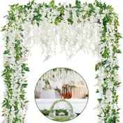 Resim 2'li Yapay Wisteria Çelenk, Düğün ve Nişan için Sahte İpek Sarmalı Çiçekler, Ev Bahçesi Dış Mekan Tören Kemer Dekoru, Bahar ve Yaz Parti Masa Arka Planı, Güç Gerektirmez 