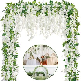 Resim 2'li Yapay Wisteria Çelenk, Düğün ve Nişan için Sahte İpek Sarmalı Çiçekler, Ev Bahçesi Dış Mekan Tören Kemer Dekoru, Bahar ve Yaz Parti Masa Arka Planı, Güç Gerektirmez 