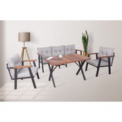 Resim Kırlenta Erciyes Gri 3 1 1 Masa ( 110 X 70 ) Bahçe Balkon Takımı Çay Seti Koltuk Takımı 