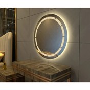 Resim eagle mirror 60x60cm Yuvarlak Şeritli Dekoratif Banyo Duvar Aynası Ledli Banyo Duvar Aynası 