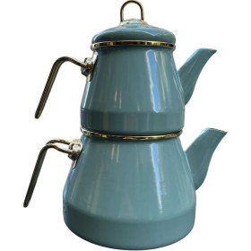 Resim Taşev Robin Emaye Çaydanlık Takımı Yeşil Yeşil 