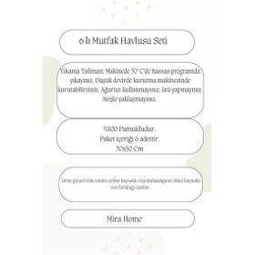 Resim 6 Parça Mutfak Havlusu Seti %100 Pamuklu Baklava Çok Renkli 