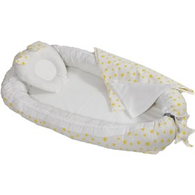 Resim annebebektasarım %100 Pamuklu Yıldızlı Kumaş Babynest I-babynest Anne Yanı Bebek Yatağı 