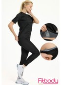 Resim Termal Sauna Takım,yağ Yaktıran,terleten Tişört Ve Kadın Tayt Termal Takım Siyah 