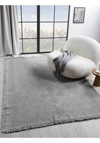 Resim Carpetrium Antique Spt Grey - Dört Tarafı Saçaklı Pamuklu Yıkanabilir Kilim 