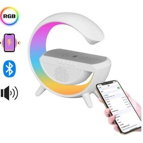 Resim Şarj Özellikli Masa Lambası Kablosuz Gece Lambası 3-in1 Gökkuşağı Model Bluetooth Hoparlör 