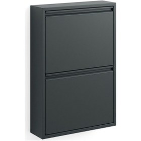 Resim İkili 2'li Metal Ayakkabılık Premium Antrasit Antrasit 