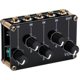 Resim Padalink 4 Kanal Pasif Mikser - 4 Giriş 1 Çıkış Mini Stereo Ses Karıştırıcı 10" 