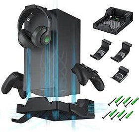 Resim Xbox Serisi X için Duvar Montajı, Wiilkac 4'ü 1 Arada Duvara Montaj Braketi Kiti Xbox Series X için İki Kumanda Tutucusu ve Kulaklık Kancası, Entegre ve Havalandırma Tasarımı, Konsol Öne Bakabilir 