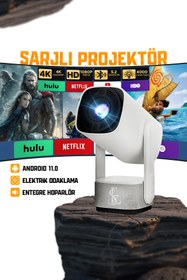 Resim EN SİGA Şarjlı 1080p Max 4k Projektör, 3d Destekli Memc Hdr10 Speaker Hoparlörlü Projektör 200 Ansi Lümen 