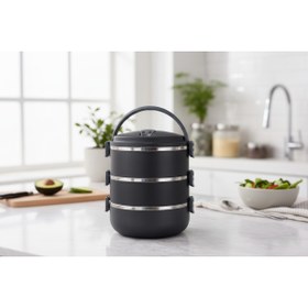 Resim YAZICI Freshbox 3 Katlı Yemek Termosu Sefer Tası 1,8 Lt Füme Özel Renk 