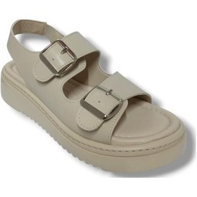 Resim Fancy 602-25 Antomik Dolgu Topuk Kadın Sandalet Krem 