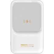 Resim Recci LED Dijital Göstergeli Magsafe Powerbank Recci RPB-W10 Polari Seri Çift Kablolu 15W 10000mAh Beyaz 