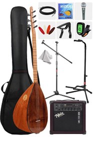 Resim Yonka B-141K-AMP Amfili Kısa Sap Karaağaç Kaliteli Saz Bağlama Seti 