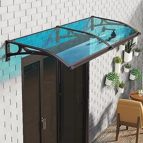 Resim Alüminyum Kapı Gölgelik Tente 60x160cm/24x63in - Dış Mekan Pencere Tente Kapağı, Kapılar ve Pencereler için Şeffaf Barınak, Hava Koşullarına Dayanıklı, Şık Koruma 