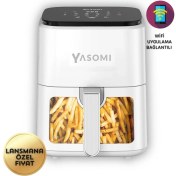 Resim Yasomi Y35 Pro Beyaz Wifi'li 1350W 3,5 Litre Camlı Airfryer Fritöz ( Türkiye Garantili) 