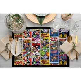 Resim Adawall Home Justice League Kumaş Amerikan Servis 4'lü Set Çok Renkli 