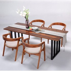Resim ENJOY LİFE Tasarım Ahşap Masif Özel Tasarım Ceviz Renk Yemek Masası Mutfak Masası 80x170x75 