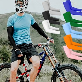 Resim 3 Çift Erkek Sıkıştırma Kol Kumaşları - Nefes Alabilen Poliamid Kol Kumaşları, Açık Hava Çalışması, Golf, Balıkçılık ve Koşu İçin, Esnek Uygunluk, Düz Renk (Beyaz, Siyah, Açık Mavi, Yeşil, Turuncu, Pembe), Açık Hava Spor Ekipmanları, Şık Tasarım, Dayanıklı Kumaş 