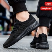 Resim Plus Size Erkeklerin Düz Renk Dokuma Örgü Nefes Alabilen Koşu Ayakkabıları, Erkeklerin Açık Hava Aktiviteleri İçin Rahat Kaymaz Dayanıklı Yumuşak Tabanlı Sneaker'lar 