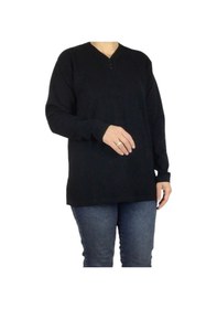 Resim Kadın Vyaka Kapalı Üç Düğmelı Kalın Kışlık Anne Bluz Siyah 