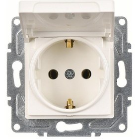 Resim Günsan Eqona Fildişi Beyazı Kapaklı Topraklı Priz Mekanizma 