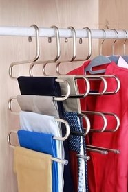 Resim Metal 5 Katlı Pantolon & Şal Askısı Çoklu Askılık Dekoratif Akıllı Düzenleyici 