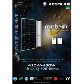 Resim AE Solar Ae 430W-108 Hücreli Topcon-Monofacıal-Halfcut Güneş Paneli 