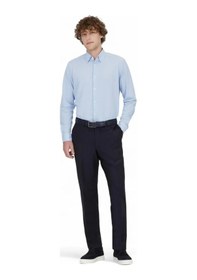 Resim Açık Mavi Çizgili Regular Fit Casual Pamuk Karışımlı Gömlek Açik Mavi 