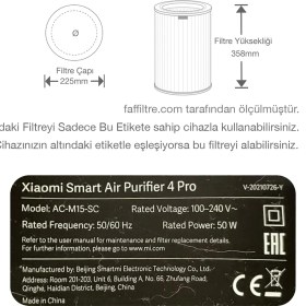 Resim Xiaomi Akıllı Hava Temizleyici 4 Pro Filtre 