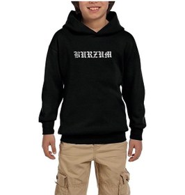 Resim Zepplin Giyim Burzum Logo Yazı Siyah Çocuk Kapşonlu Sweatshirt Siyah 