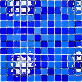 Resim MozaiKristaL Havuz ve tüm yüzeyler için 25x25mm. Mavi Mix. 31,5x31,5cm. Fileli Cam Mozaik. 