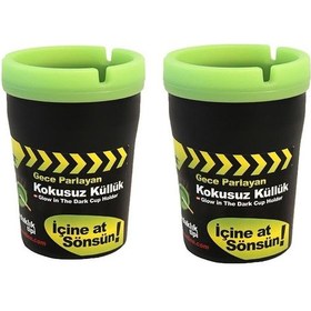 Resim Gece Parlayan Fosforlu Kokusuz Küllük 2 Adet 