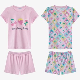 Resim Penti Açık Pembe Kız Çocuk Cherry,Berry Pamuklu 2'li Pijama Takımı 