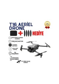 Resim T16 Drone 4k Çift Kameralı Büyük Ekran Kumandalı Wifi Fpv 360 Engel Algılama Katlanabilir Drone-1596 
