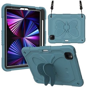 Resim Saf Renk Pc + Silikon Anti-damla Tablet Tablet Kılıfı Kelebek Tutucu Ve Kalem Yuvası İle iPad Uyumlu Pro 11 2018 & 2020 & 2021 & Air 2020 10.9 