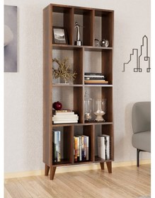 Resim Petek Dekoratif Kitaplık Ceviz 