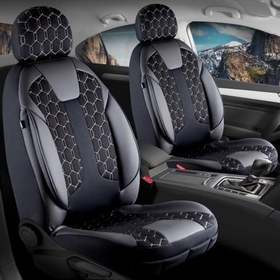 Resim Fresh Start Bmw 1 Serisi 120 Uyumlu Deri Detaylı Oto Koltuk Kılıfı Ön Arka Set Cyrus Model Siyah Beyaz Fs 