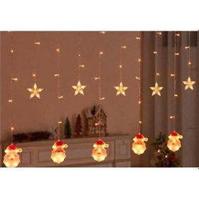 Resim 5 Yıldız 5 Noel Baba Figürlü Sarkıt Led Işık 3 Metre Sarkıt Led Işık Sarı 