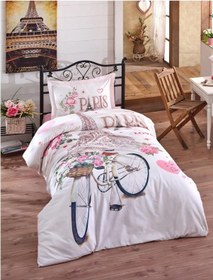 Resim Clasy Paris Love Ranforce Nevresim Takımı Tek Kişilik Pembe 