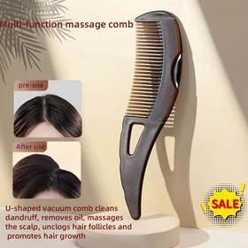 Resim 1 Adet U Şeklinde Vakum Masaj Taranı - Saç Derisi Temizliği & Saç Uzatma İçin, Çıkarılabilir Başlık, Ergonomik Tasarım Kepek ve Yağı Giderir, Saç Folliküllerini Destekler - Yağlı Saç Tipleri İçin Uygun, Dayanıklı Plastik Yapı 