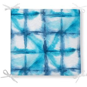 Resim Mavi Karo Tasarım Fermuarlı Sandalye Minderi 40x40cm 