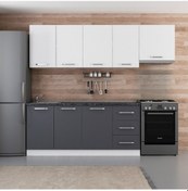 Resim Minar 245 Cm Mutfak Dolabı Beyaz Antrasit 245-A8 Beyaz 